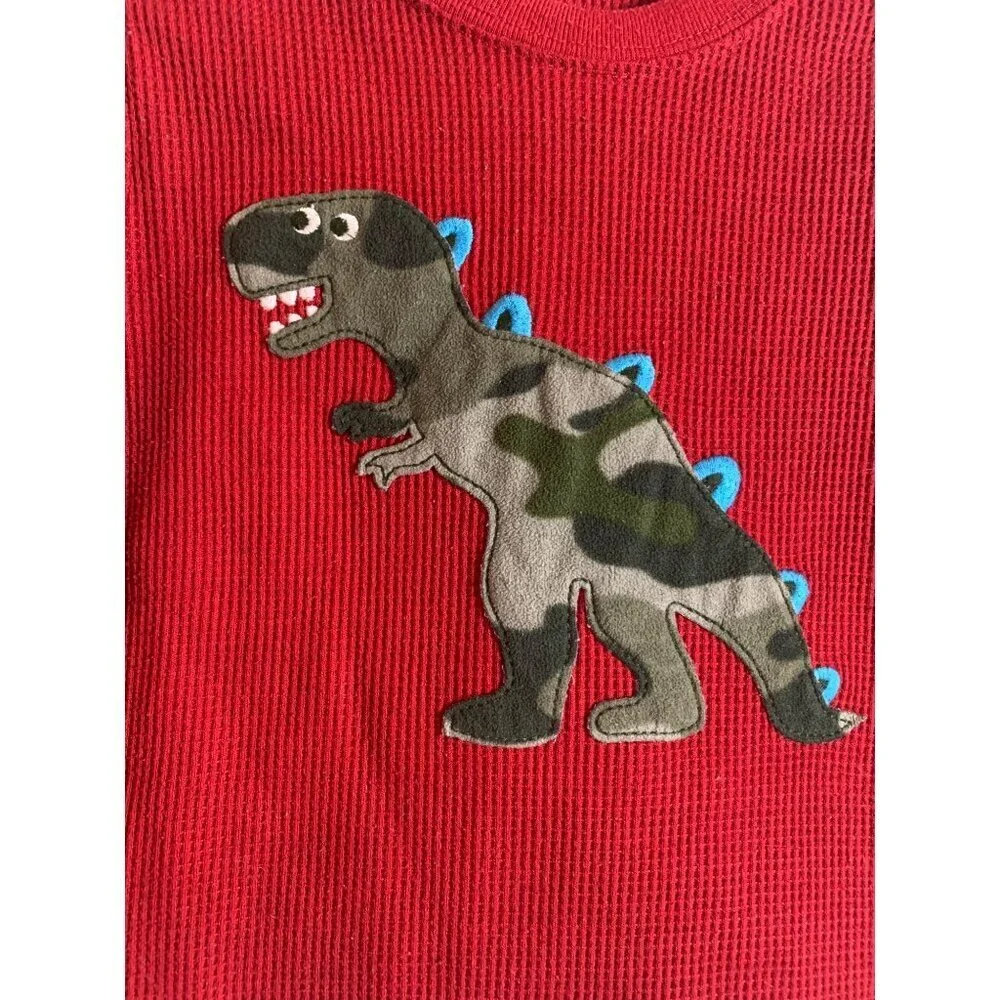 Carters Dinosaur Long Sleeve Thermal T Shirt Toddler Boys Size 4T Red AC1